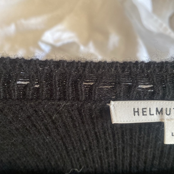 Helmut Lang slash v neck sweater cotton/ cashmere size large $450 distressed. - Picture 8 of 11